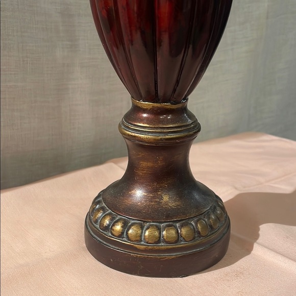 Elegant Bronze and Red Candle Holder - Picture 3 of 3